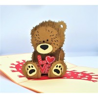 Handmade 3D Pop Up Card Love Teddy Bear Birthday Wedding Anniversary Valentine's Day Father's Day Baby Birth Born Party Invitation